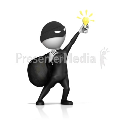 Thief Steal Idea Light Bulb Presentation clipart