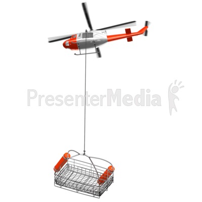 Rescue Helicopter With Lowered Basket Presentation clipart