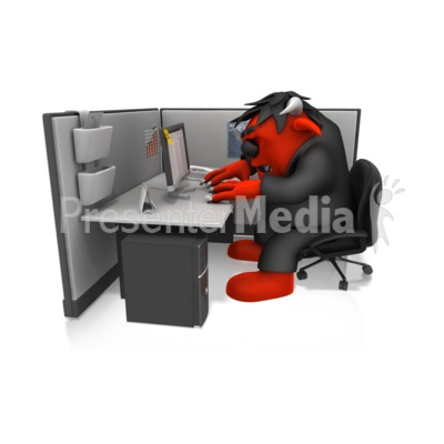 Monster Working In Cubical Presentation clipart
