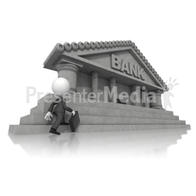 Business Figure Walking Toward Bank Presentation clipart