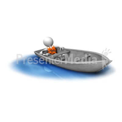 Figure Adrift In Small Boat Presentation clipart