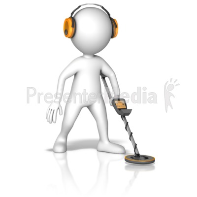 Figure Searching With Metal Detector Presentation clipart