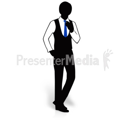 Businessman Silhouette Adjust Tie Presentation clipart