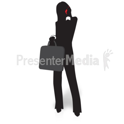 Businesswoman Silhouette Talking Phone Presentation clipart