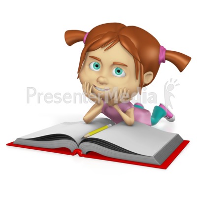 Young Girl Reading Book Custom Presentation clipart