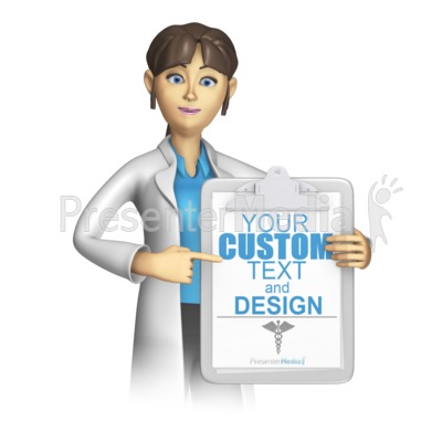 Female Lab Worker Presenting Clipboard Presentation clipart