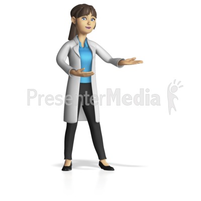 Female Lab Worker Present Gesture Custom Presentation clipart