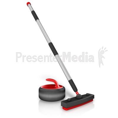 Curling Stick And Stone Presentation clipart
