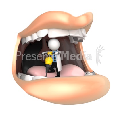Dentist Jackhammers Mouth Presentation clipart