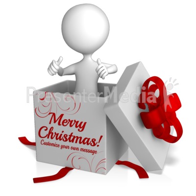 Figure Popping Out Of A Custom Box Presentation clipart