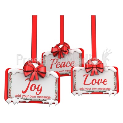Three Hanging Holiday Ribbon Signs Presentation clipart