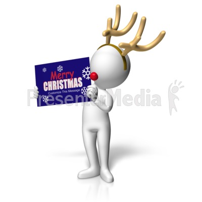 Reindeer Figure Holding Custom Sign Presentation clipart