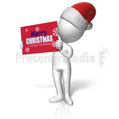 Santa Figure Holding Custom Sign Presentation clipart