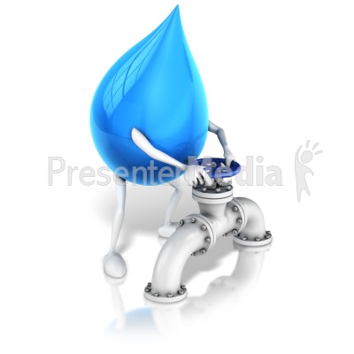 Water Drop Character Turning Valve Presentation clipart