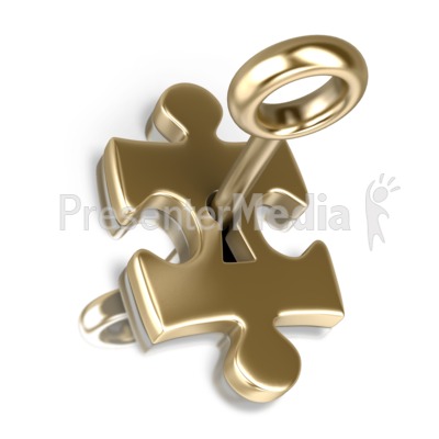 Gold Puzzle Piece Insert Key Presentation clipart