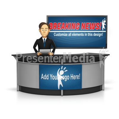 Male News Caster in front of Screen Presentation clipart