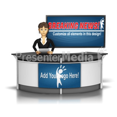 Female News Caster In front of Screen Presentation clipart