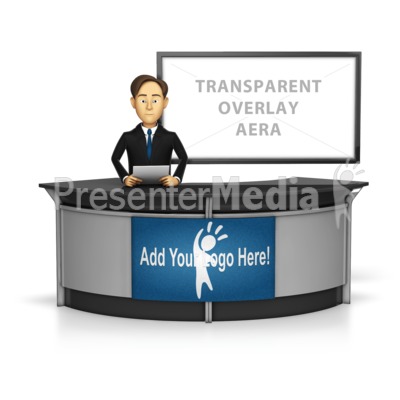 Male Anchor with Transparent Screen Behi Presentation clipart