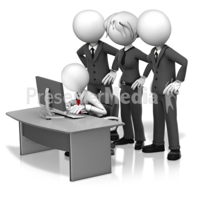 Big Bosses Hovering Over Employee Presentation clipart