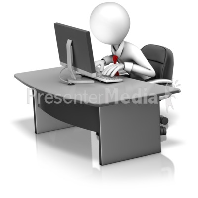 Employee Fixated On Computer Screen Presentation clipart