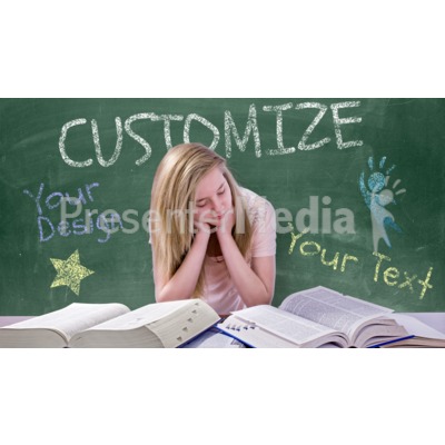 Teen Girl Study Chalkboard Custom Presentation clipart