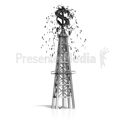 Oil Derrick Shooting Dollar Sign Oil Presentation clipart