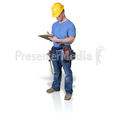 Construction Man Write Clipboard Presentation clipart
