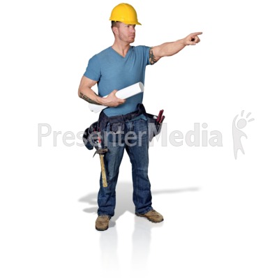 Construction Man Blueprint Point Presentation clipart