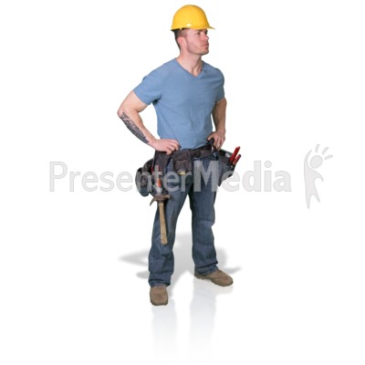Construction Man Looking To Side Presentation clipart