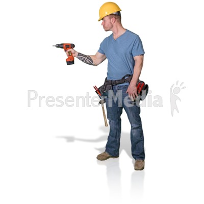 Construction Man Screw Gun Side Presentation clipart