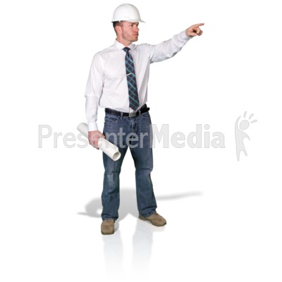 Foreman Pointing With Blueprint Presentation clipart