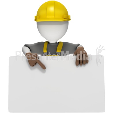 Construction Worker Holding Sign Presentation clipart