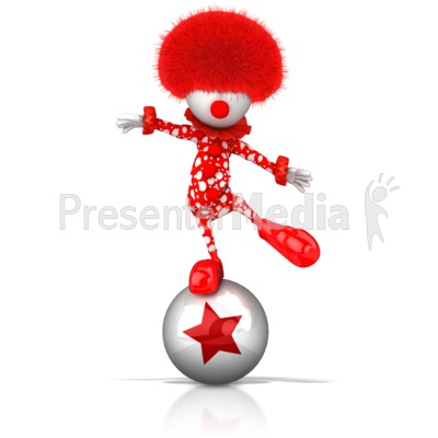 Clown Balancing on Ball Presentation clipart