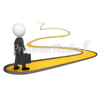 Business Man On Golden Path Presentation clipart