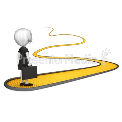 Business Woman on Golden Path Presentation clipart