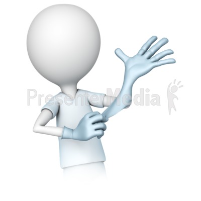 Medical Worker Putting on Latex Gloves Presentation clipart