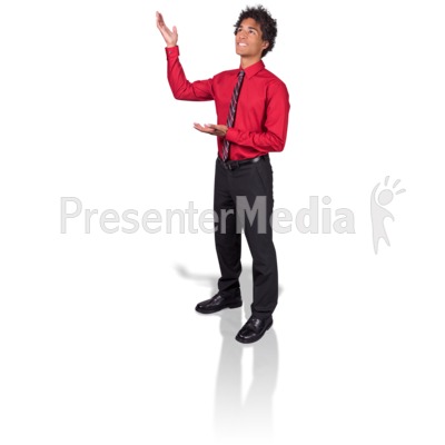 Young Man Gesturing Upward Presentation clipart