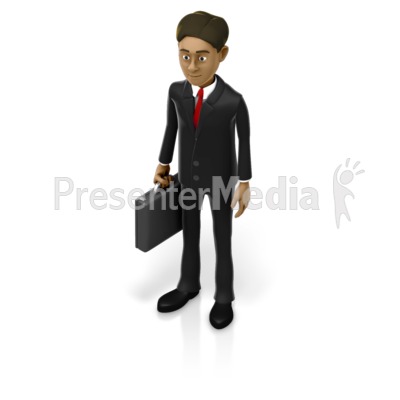 Business Man Holding Briefcase Presentation clipart