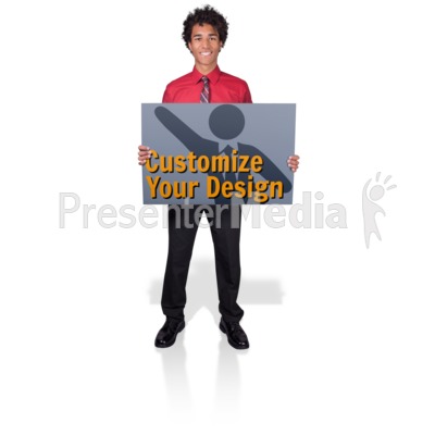 Young Business Man Hold Sign Presentation clipart