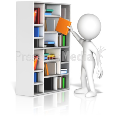 Figure Pulling Book From Shelf Presentation clipart