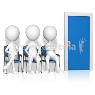Figures Waiting By Door Presentation clipart