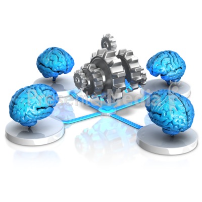 Brains Thinking Collectively Presentation clipart