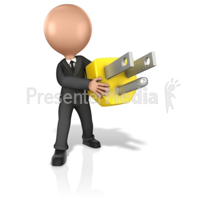Business Figure Holding Giant Plug Presentation clipart