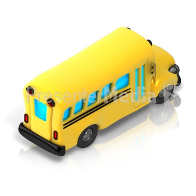 School Bus Isometric back view Presentation clipart