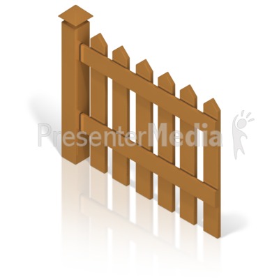 Picket Fence With Post Color Back Presentation clipart