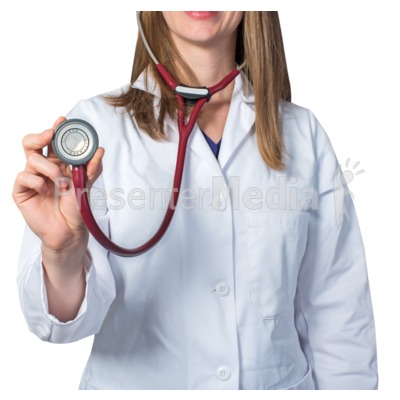 Doctor or Nurse Holding Stethoscope Presentation clipart