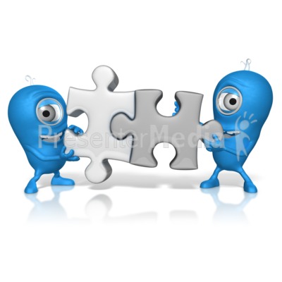 Characters Put Puzzle Pieces Together Presentation clipart