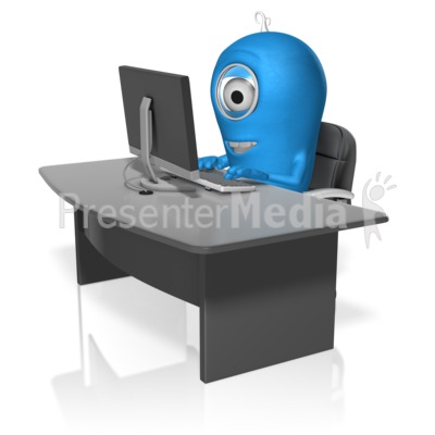 Character At Computer Presentation clipart