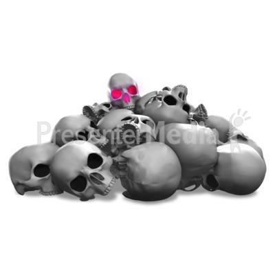 Spooky Pile Of Skulls Illuminate Presentation clipart