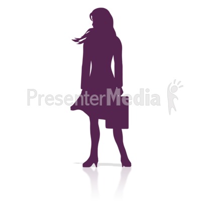 Business Woman Stand Silhouette Presentation clipart